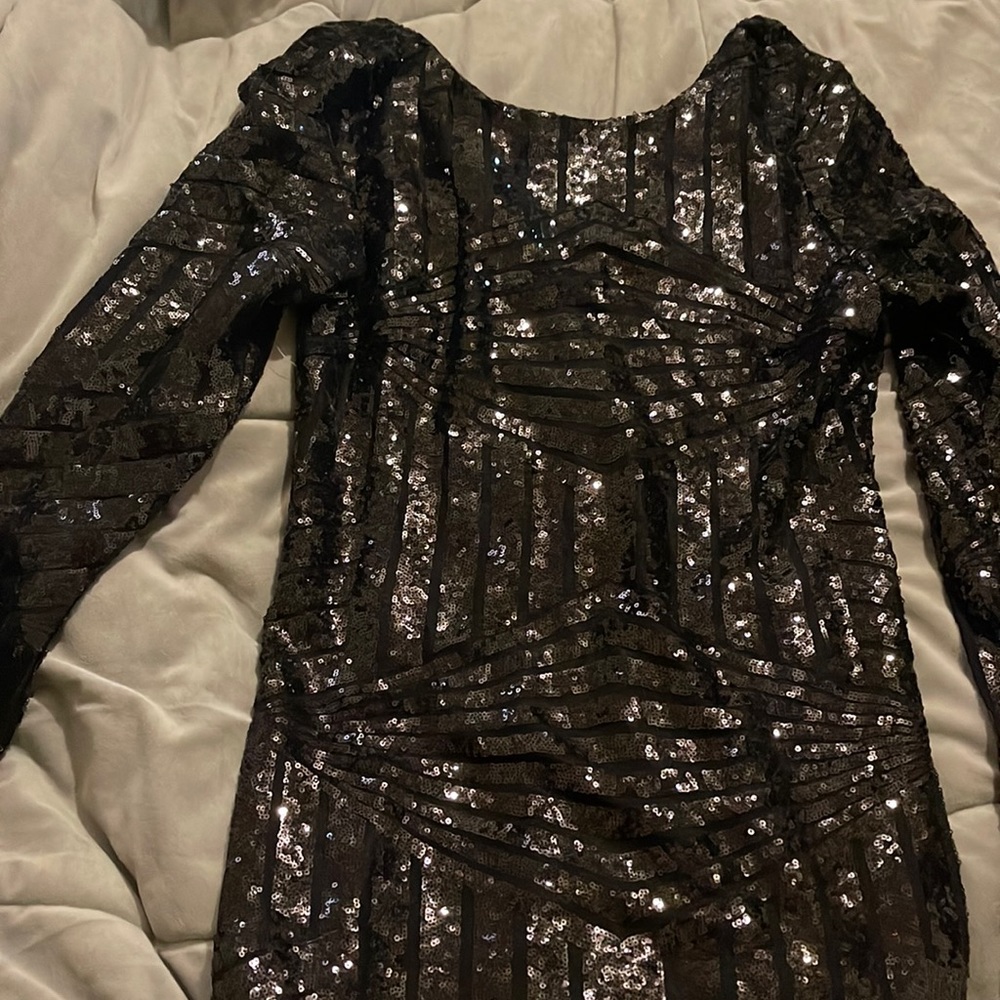 Black long sleeve sequin dress